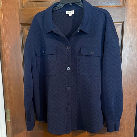 Wonderly Jackets & Blazers - Wonderly quilted lightweight jacket XL button front & pockets, Navy Blue EUC